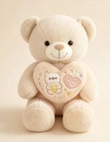 Ours en peluche super doux personnalisable avec cœur brodé, coussin en peluche, jouet en mousse à mémoire de forme, 31-50 cm