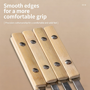 Brochettes plates en acier inoxydable avec manche en bois pour barbecue, brochettes turques pour grillades en extérieur - Product Image 3