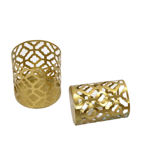 High Quality Handmade Gold Pillar Candle <b>Holder</b> Hollowed-out <b>Tealight</b> <b>Holder</b> Christmas Iron Candlestick <b>Holder</b> Home Decoration - Product Image 1