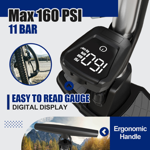 BOMO Bomba de Aire Digital para Bicicleta con Pantalla LED, 160 PSI, Medidor de Presión en PSI, BAR, KPA, para Bicicletas de Montaña, Carretera y Automóviles - Product Image 5