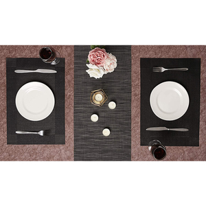 Set di Tovagliette e <span class=keywords><strong>Runner</strong></span> da Tavola Rettangolari in PVC e Iuta, Isolanti Termici, Neri, Vendita all'Ingrosso - Product Image 6