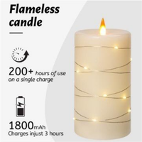 Bougies LED Pilier en Cire de Paraffine Rechargeables avec Télécommande, Finition Cire Simulée, pour Noël, Halloween, Nouvel An, Pâques, Décoration Maison
