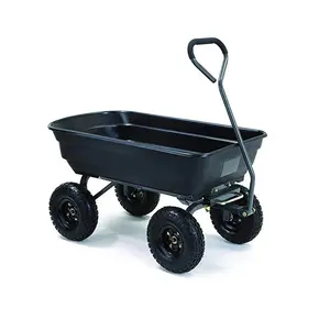 Wagon à outils pratique de jardin robuste à 4 roues de bonne qualité Hantechn/chariots de jardin verts pour l'extérieur