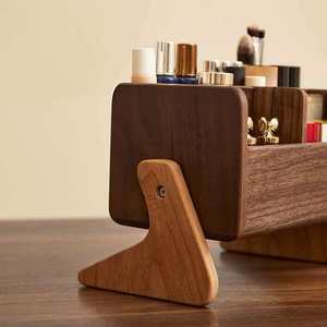 Walnut Wood Desktop Cosmetic Storage <b>Box</b> Multi Compartment With Drawers <b>Makeup</b> Organizer - Product Image 2