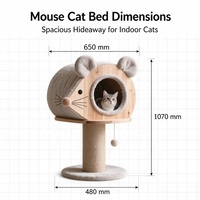Maison pour chat surélevée en bois en forme de souris USMILEPET, lit pour chat, mobilier d'intérieur personnalisable pour chat, maisonnette cachette pour chat