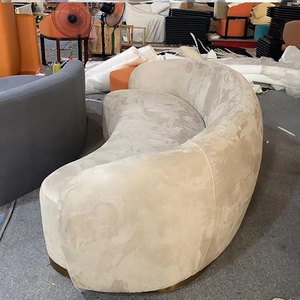 Nhung Hiện Đại Cong Sofa Set Cho Phòng Khách Mềm Mại Với Chải Vàng Kim Loại Cơ Sở Cho Phòng Tập Thể Dục Biệt Thự Trường Học-Nhà Máy Giá Bán Buôn - Product Image 6