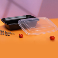 Contenedor Rectangular Desechable de 24oz para Almacenamiento de Alimentos, Apto para Microondas, de Grado Alimenticio PP, con Tapa, para Picnic y Camping, Venta al Por Mayor