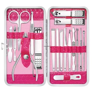 Juego de manicura para niña, kits de cortaúñas 18psc juego de pedicura kit de cuidado personal