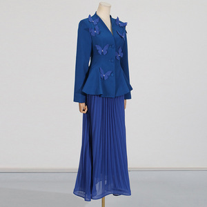 Primavera donna 2 pezzi abito 2025 3D farfalla <span class=keywords><strong>Blazer</strong></span> e gonne a pieghe a vita alta - Product Image 4