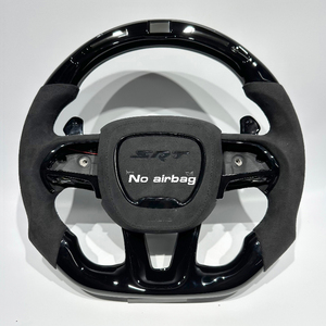 Volante Deportivo Negro Piano para <span class=keywords><strong>Dodge</strong></span> SRT Hellcat Challenger Charger 2012-<span class=keywords><strong>2022</strong></span> con Gamuza para Hellcat con LED - Product Image 1