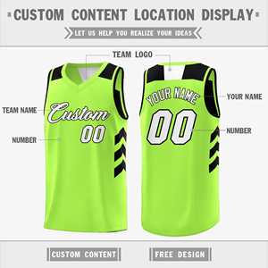 Maillot de basket-ball réversible double face personnalisé noir et vert néon - Product Image 4