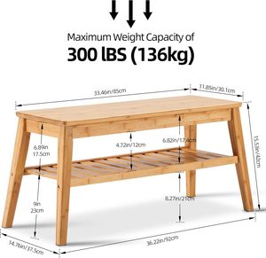 Indoor Bamboo <strong>Dining</strong> <strong>Bench</strong> <strong>Storage</strong> <strong>Bench</strong> for Entryway Compact Design Saves Space Ideal for Home Kitchen Living Room Use - Product Image 4