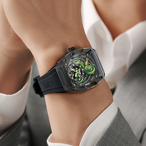 Montre automatique transparente BONEST GATTI pour homme, bracelet en fluororubber souple, lumineuse, étanche, mécanique - Product Image 5