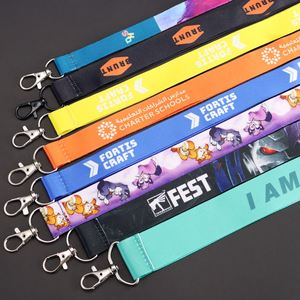 Premium Custom Recycled <b>Polyester</b> <b>Lanyard</b> Satin Weave with Safety Clip & Key Ring for Staff ID - Product Image 1