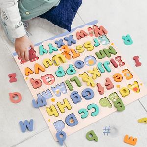 Alfabeto con clavija de madera, tablero de rompecabezas 3D, letras mayúsculas/minúsculas, juguetes educativos cognitivos a juego para educación temprana - Product Image 3