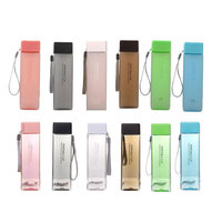 Bouteilles en plastique de tasse d'eau de lait de sport de simplicité Portable, imperméables carrées givrées avec corde