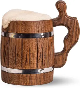 Handmade wooden country style beer mugs genuine oak eco-friendly wooden Viking beer mugs Irish vintage Halloween beer mugs