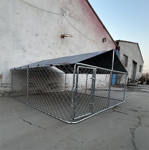 Enclos de jeu pour animaux de compagnie extérieur de grande taille 2m*2m*1.8m*2.3m avec auvent, <span class=keywords><strong>cage</strong></span> pour chien personnalisable pour cour/jardin, clôture de ferme en acier galvanisé - Product Image 1