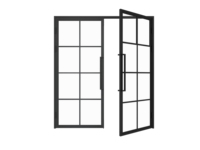 Porte en verre à isolation thermique intérieure en acier sur mesure pour villas modernes, ouverture à gauche, forgée