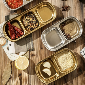Piattini per Salse Coreane in Acciaio Inox, Contenitori Compartimentati per BBQ e Hot Pot, Ideali per Ristoranti e Buffet - Product Image 1