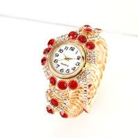 Montre de Gros pour Femme, Bijou de Luxe, Montre-Bracelet à Quartz Tendance, Étanche avec Pompon en Cristal, Montre de Fille de Grande Marque