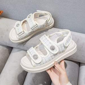 Ladies Sandals and slippers Luxury Designer New Casual Flat Velcro Versatile Thick-soled Sandals - EU Size 35