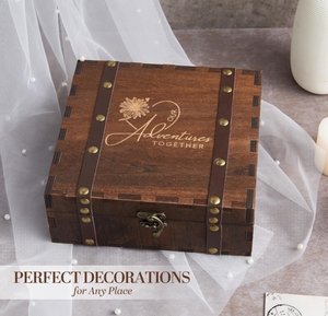 Boîte à souvenirs en bois gravée personnalisée pour mariage, cadeau d'anniversaire, de fiançailles pour couples, ou de fête prénuptiale, avec <span class=keywords><strong>rangement</strong></span> en forme de cœur - Product Image 2