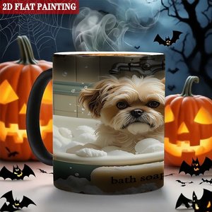 Travel Vacation Portable Beverage Mug Frosted Black 11oz <b>Ceramic</b> Heat Color Changing Magic <b>Cup</b> - Product Image 6