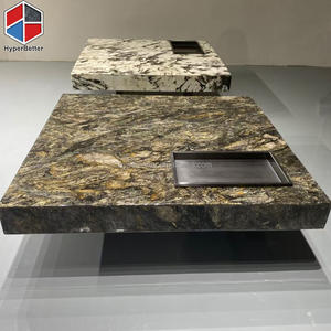 Mesa de centro de mármol verde natural, apartamento cuadrado, mesa de centro de mármol con forma agrietada minimalista - Product Image 4