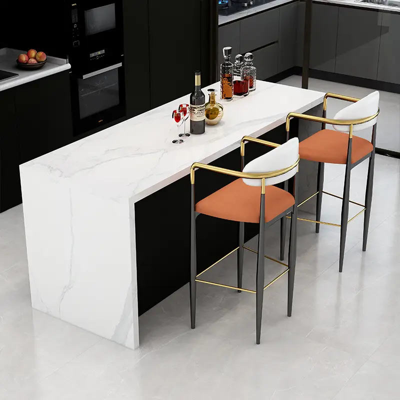 Leichte Luxus moderne Metall High Barhocker Pub Dining Home Edelstahl Counter Chair Custom ize Dining Armchair