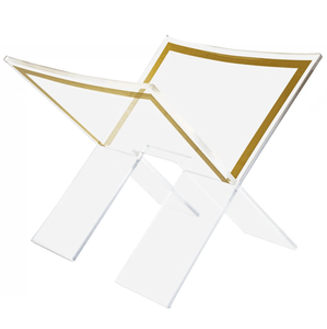 Nhà máy tùy chỉnh bán buôn Acrylic hiển thị đứng Brochure chủ đứng bookrack hiển thị Tạp Chí giá lucite Vàng rõ ràng - Product Image 2
