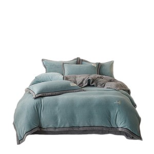 Piumino Moderno in <span class=keywords><strong>Velluto</strong></span> per Maternità e Neonati, Set Quattro Pezzi, Morbido e Caldo, per Dormitorio Studentesco, Singolo/Doppio, Tinta Unita, Autunno/Inverno - Product Image 5