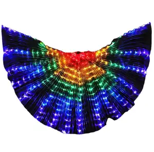 Fancy Party Costumes Supplies LED Belly Dance Wings Capes Light Up Girls Colorful Butterfly Wings with Telescopic Stick