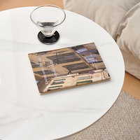 Table basse ronde en marbre de style italien, populaire sur Internet, pour petit appartement, luxe léger, couleur crème