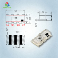 Puce LED RVB adressable 4020 Sanan, 3.7-5V, 50000 heures, IC intégré, câble unique, bandes LED en cascade, pour maison intelligente et usage commercial