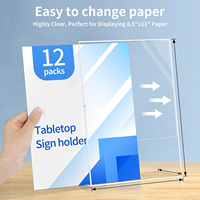 Porte-affiche acrylique, présentoir double face Porte-papier en plastique Présentoir de menu de table Présentoir de bureau en forme de T