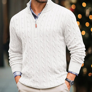 Herbst-Winter-Pullover für Herren, Slim-Fit mit Reißverschluss, Halbhoher Kragen, Lange Ärmel, Gedrehter Strickpullover Plus - Product Image 2