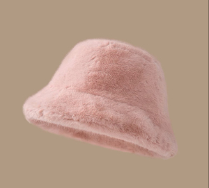 Vente en gros SYH979 Chapeau seau d'hiver en <span class=keywords><strong>fausse</strong></span> <span class=keywords><strong>fourrure</strong></span> pour femmes Camouflage Dot Bows Pattern Fluffy Warm Plush Fisherman Cap pour la plage - Product Image 4