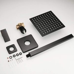 Ensemble <span class=keywords><strong>de</strong></span> robinetterie <span class=keywords><strong>de</strong></span> <span class=keywords><strong>douche</strong></span> Heable noir mat avec kit <span class=keywords><strong>de</strong></span> finition <span class=keywords><strong>de</strong></span> <span class=keywords><strong>douche</strong></span> pluie à poignée unique, pommeau <span class=keywords><strong>de</strong></span> <span class=keywords><strong>douche</strong></span> carré et bras extra long - Salle <span class=keywords><strong>de</strong></span> bain - Product Image 6