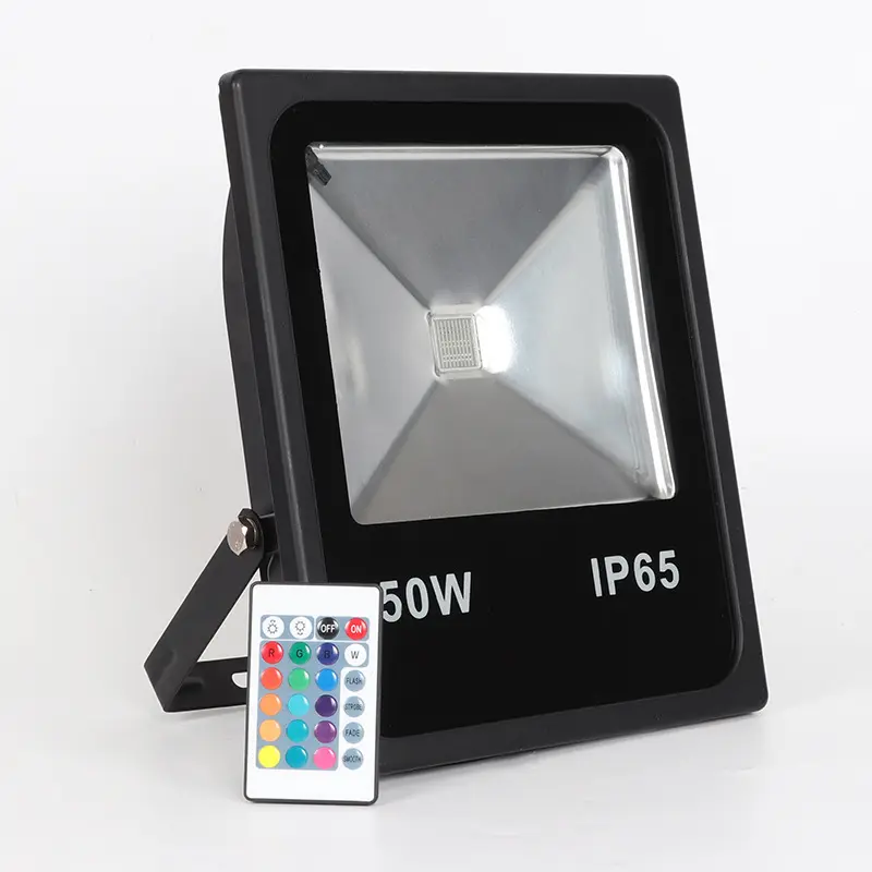 Luz LED de inundación RGB para exteriores, foco impermeable de 50W y 100W, luces de pared regulables con control remoto que cambian de Color