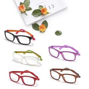 Wholesale Kids TR 90 Readers nearsighted Square pure Silicone black half rim Glasses Flexible Eyeglasses Frame