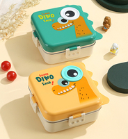 Boîte à lunch en acier inoxydable à double niveau, 3 compartiments, sans BPA, chauffable, pour collations, fruits et sauces, mignonne, pour bébés et enfants, pour la conservation des aliments