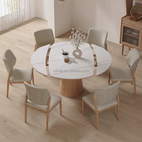 Table à manger pliante moderne ronde à rectangulaire, plateau en bois massif de luxe, table à manger extensible ronde