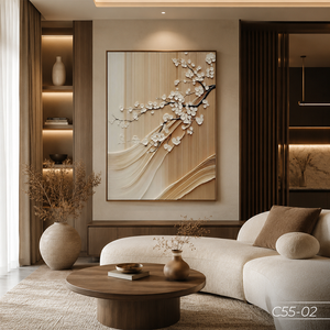 Peinture murale abstraite de luxe HALO, art miroir 3D, décoration en forme de vague de fleurs de cerisier, fabricant vietnamien OEM ODM - Product Image 4
