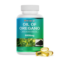 Huile d'origan antioxydante avec huile de nigelle en gélules, 6000 mg, éliminateur naturel de radicaux libres, soutien pour la santé immunitaire et cutanée