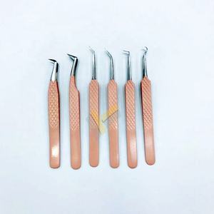 Pince à épiler d'extension de cils en acier inoxydable à pointe pêche Volume russe avec logo personnalisé Outil d'application de cils en argent durable - Product Image 6