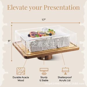 Cross-<b>border</b> wooden cake tray, home use, acacia wood, creative pastry and fruit platter, simple wooden cake <b>display</b> plate - Product Image 4