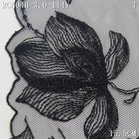 Dernières Dentelles Brodées 2026 Bleu Clair Beige Noir Broderie Florale en Maille Garniture de Dentelle Encaje 16cm pour Robes de la Saint-Valentin