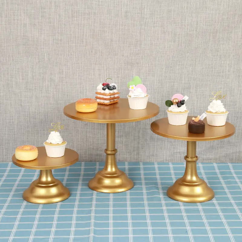 Decorazione di nozze di alta qualità girevole supporto per torta nuziale in oro supporto per Dessert vassoio da forno per decorazioni per torte