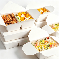 Boîte à lunch jetable en papier, compartimentée, avec revêtement PE anti-graisse, pliable, pour plats à emporter, bento, salades, poulet frit, repas légers, street food, pique-nique